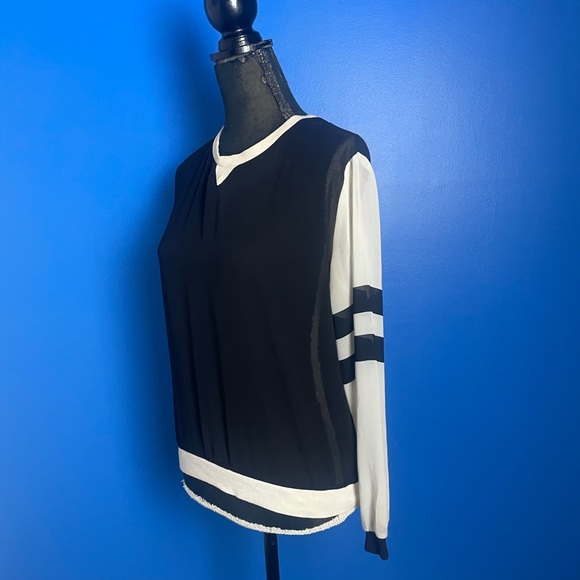 Stripe Black & cream See Through Over Top - Picture 2 of 5